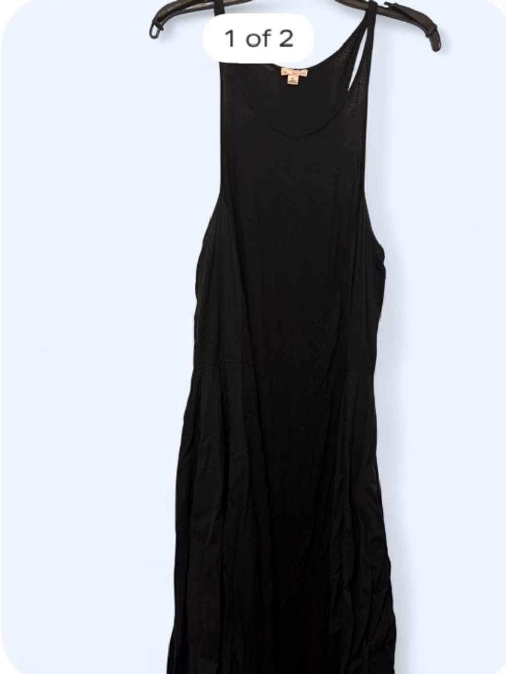 Black Sleeveless Maxi Dress mixed media cotton